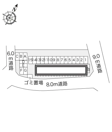 ★手数料０円★深谷市東方町３丁目　月極駐車場（LP）